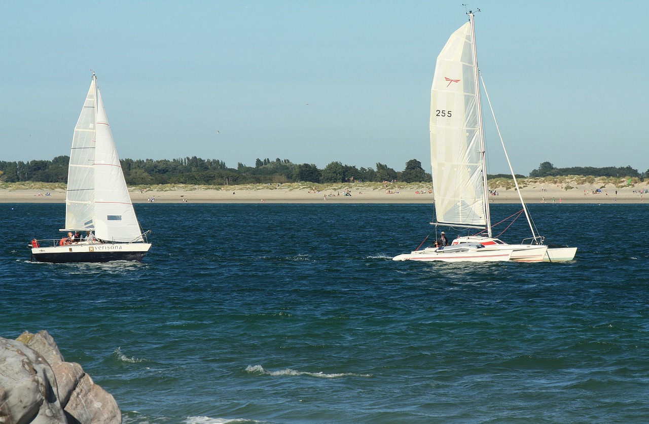 Sailing and surfing near the Oven Campsite in Hayling Island Hampshire